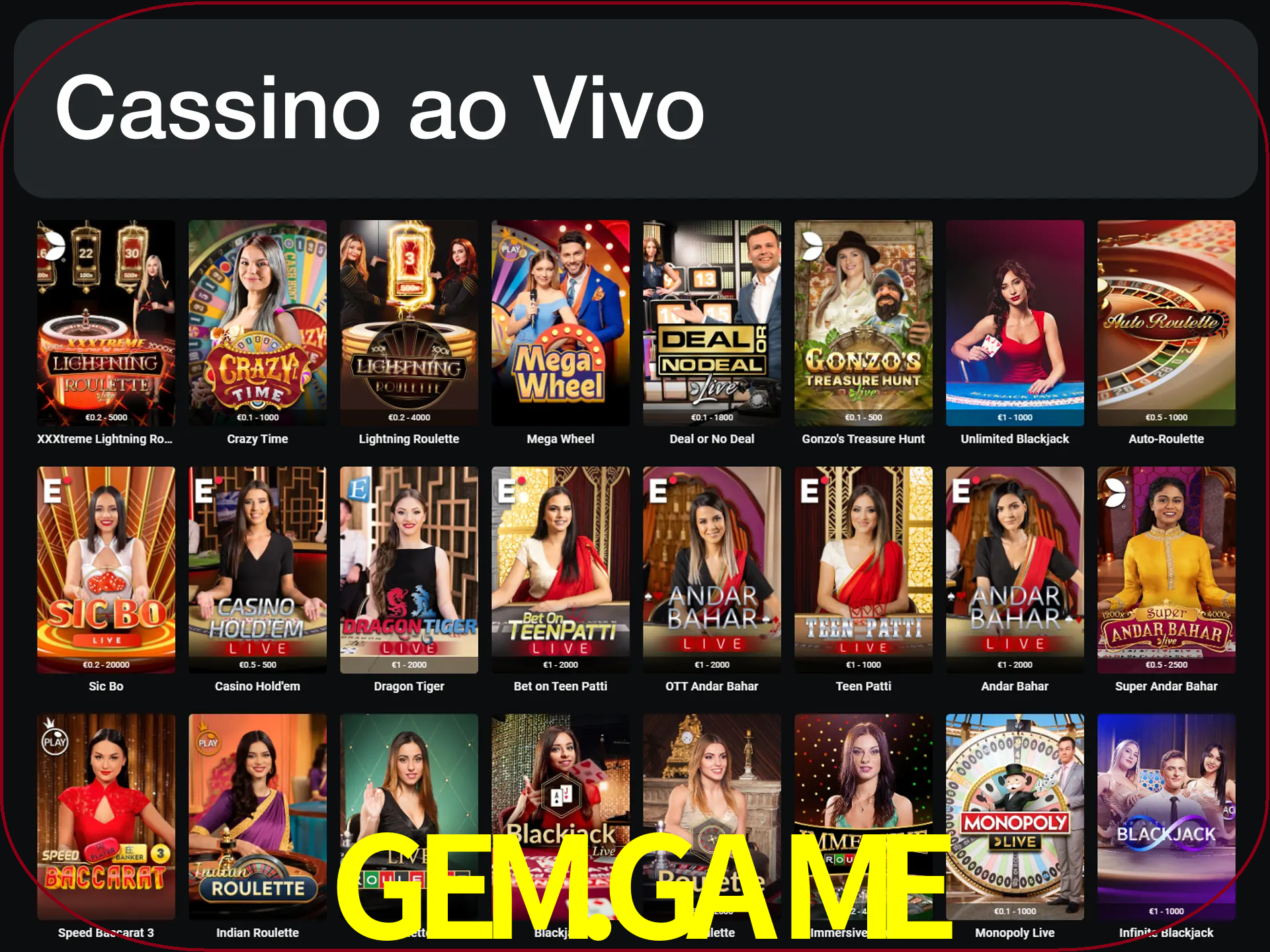 Jogue jogos de cassino com um verdadeiro dealer.