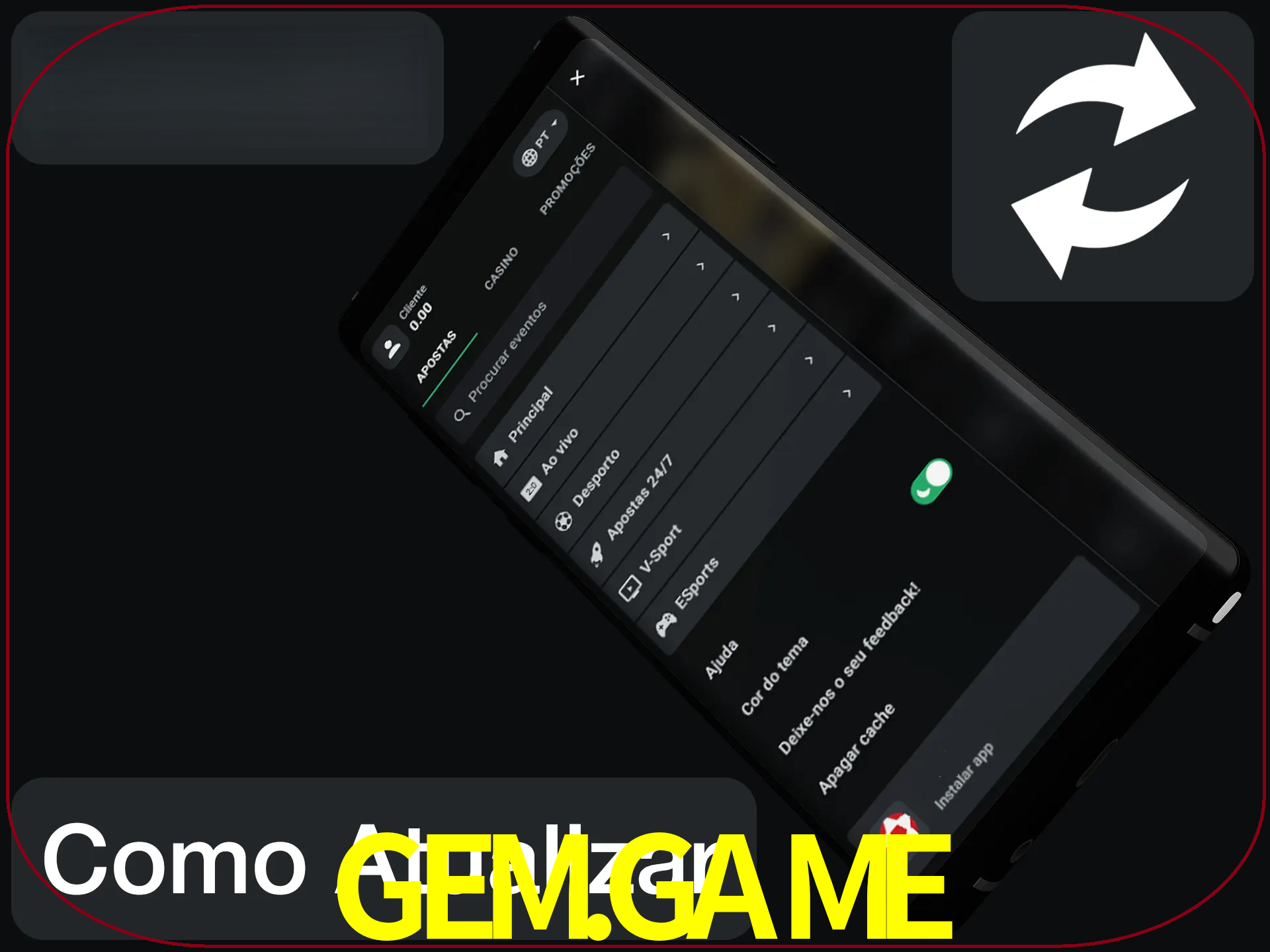 O aplicativo é atualizado automaticamente quando você faz o login.