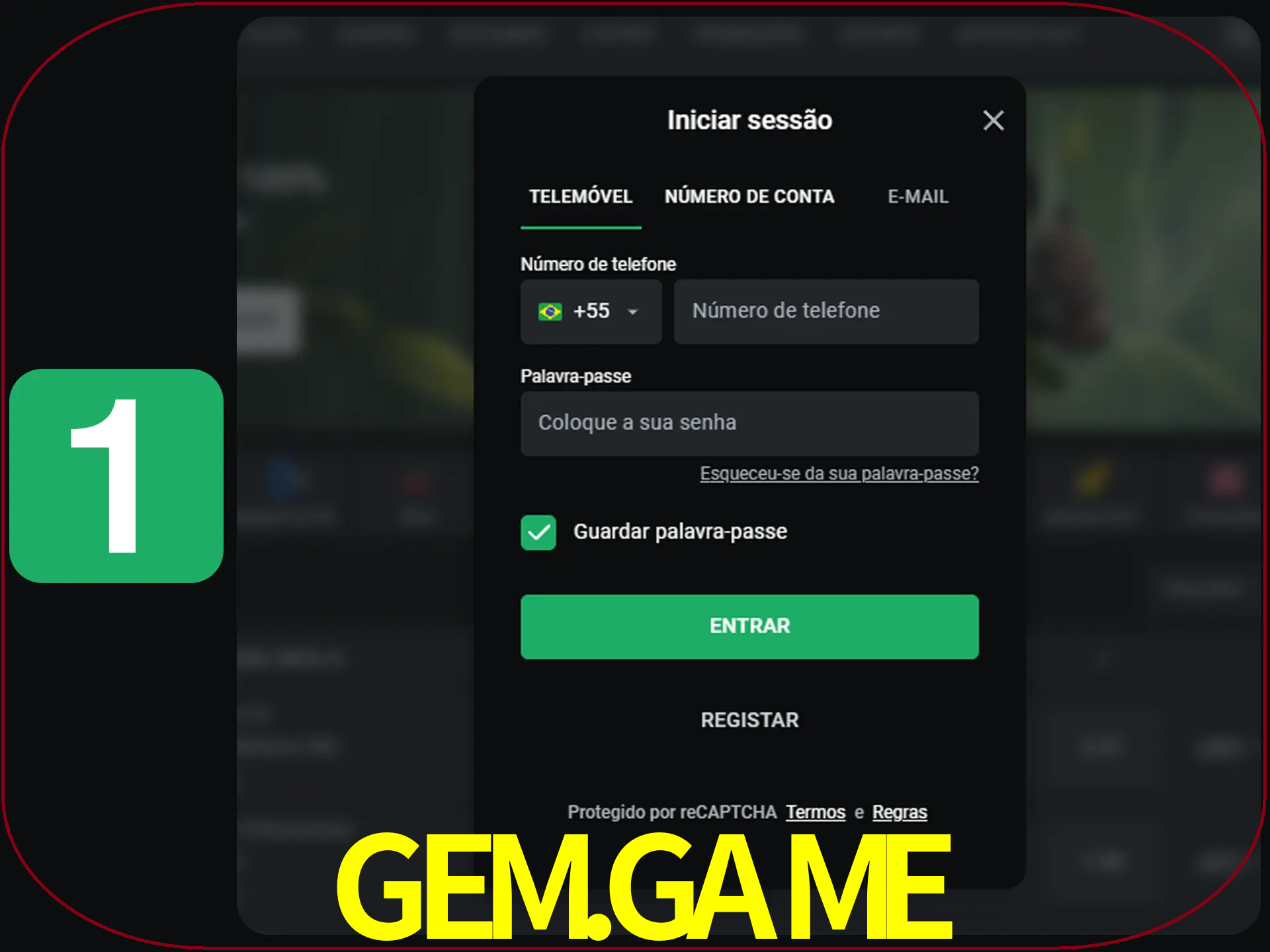 Clique no botão Entrar.